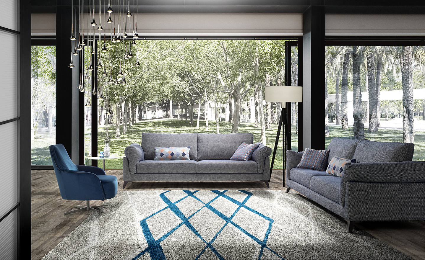 Modernūs minkšti svetainės baldai sofa Monza