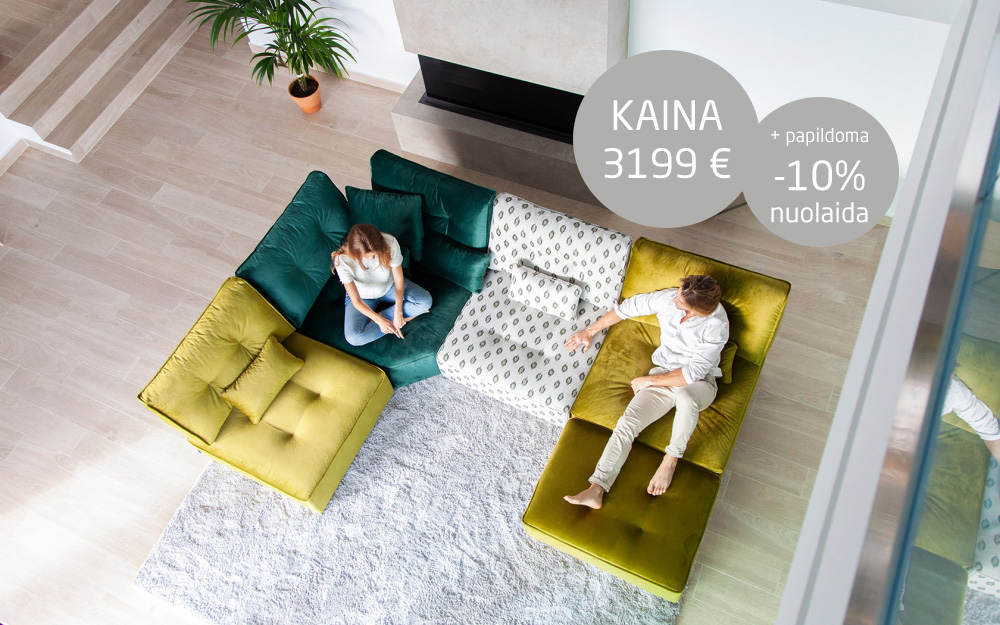 Modernūs minkšti svetainės baldai sofa AKCIJA Arianne Plus 38
