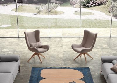 Modernūs minkšti svetainės baldai krėsliukas Lase