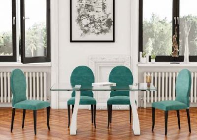 Modernios klasikos valgomojo baldai kėdė Obregon 2 stalas Leon