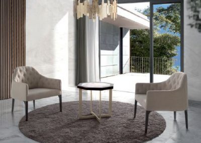 Modenios klasikos svetainės baldai staliukas krėsliukai Emerald 9