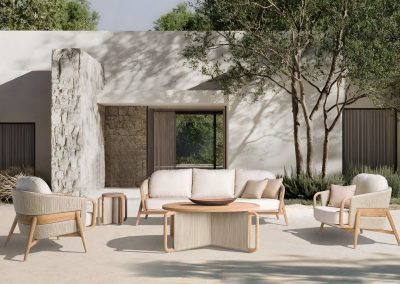 Modernios klasikos lauko baldai valgomojo sofa staliukas Desire