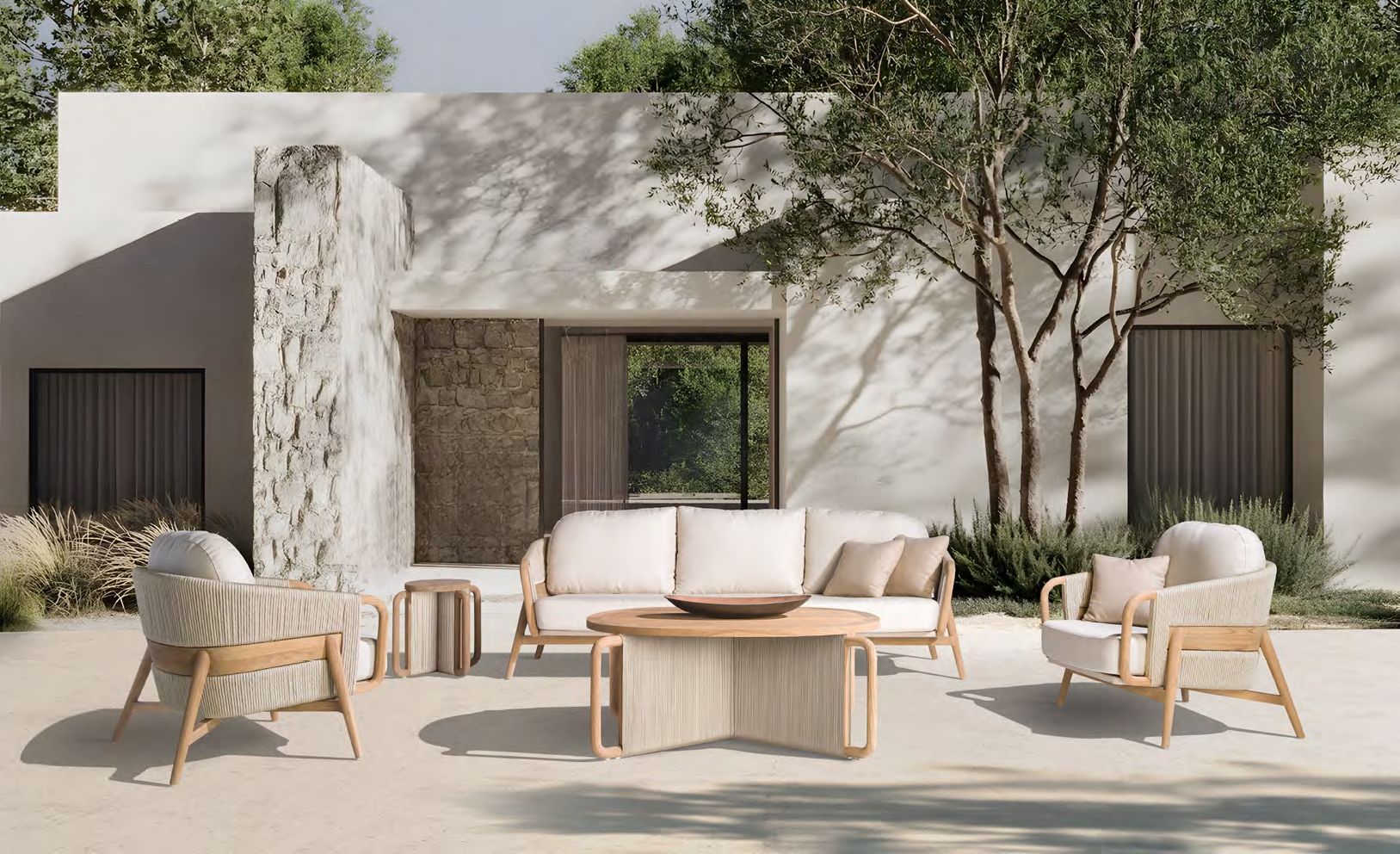 Modernios klasikos lauko baldai valgomojo sofa staliukas Desire