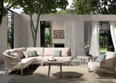 Modernūs lauko baldai sofa staliukas Santorini